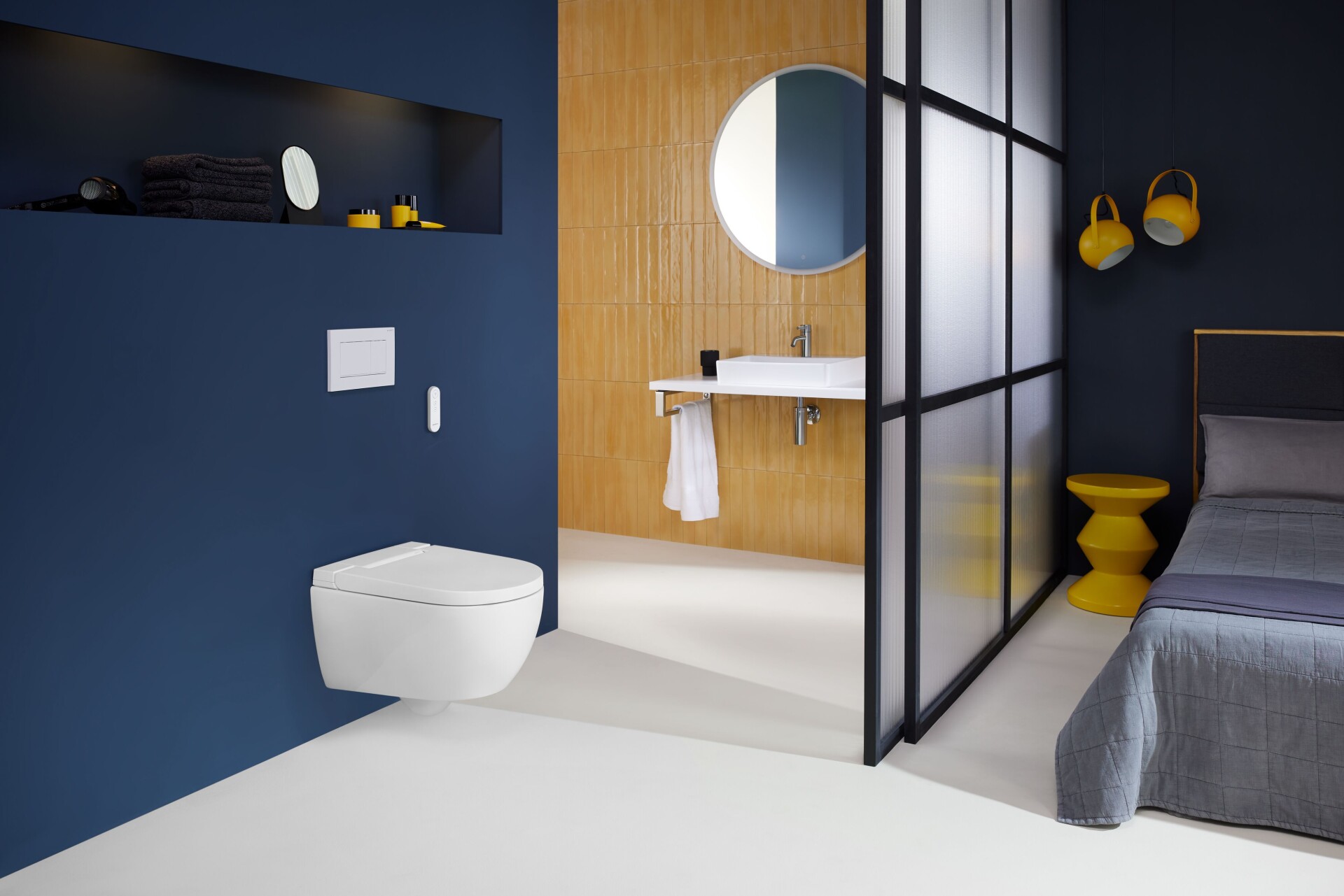 2024 Geberit AquaClean Alba Hotel Remote control wall bracket Sigma20 square ONE Option Room with bed